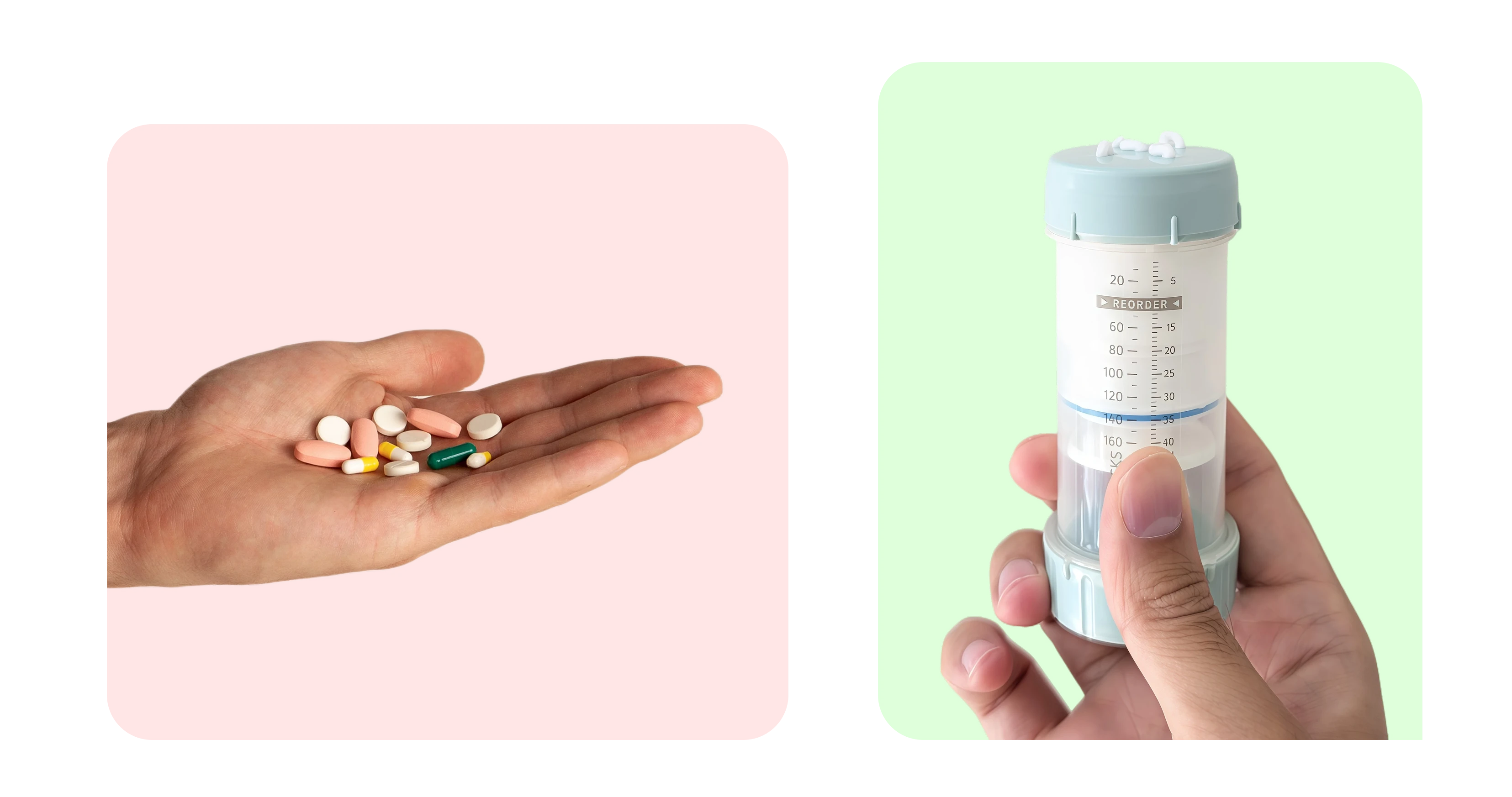 Comparison showing pills versus topical pain cream treatment options
